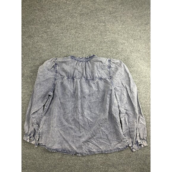 Rails Shirt Womens Large Blue Camille Sapphire Acid Wash Ruffle Button - Picture 6 of 6